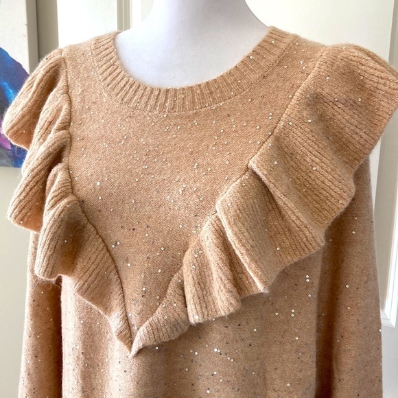 LC Lauren Conrad large sweater ruffles sparkles - Picture 3 of 10